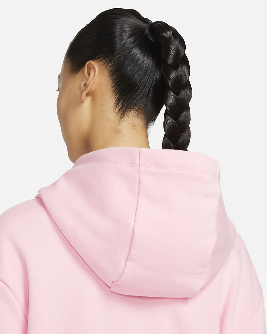 Nike Sportswear Club Fleece Women's Oversized Crop Graphic Hoodie - Medium Soft Pink/White