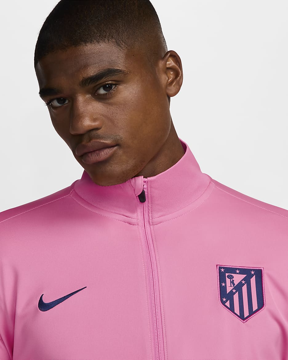 3e survêtement de foot en maille Nike Dri-FIT Atlético Madrid Strike pour homme - Pink Glow/Blue Void/Blue Void