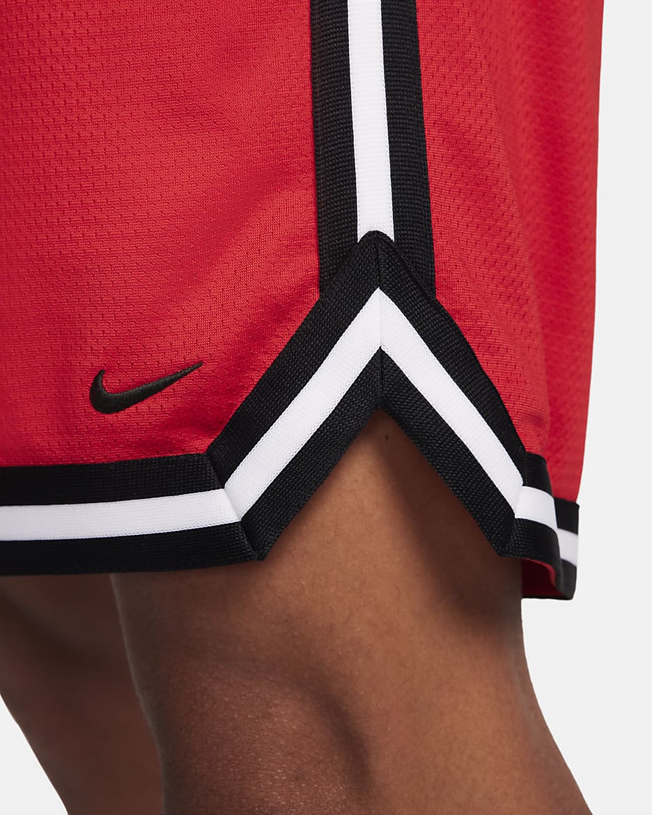 Shorts de básquetbol Dri-FIT de 15 cm para hombre Nike DNA - Rojo universitario/Negro/Negro