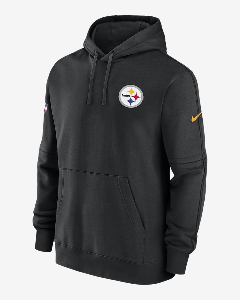 Huvtröja Pittsburgh Steelers Sideline Club Nike NFL för män - Svart