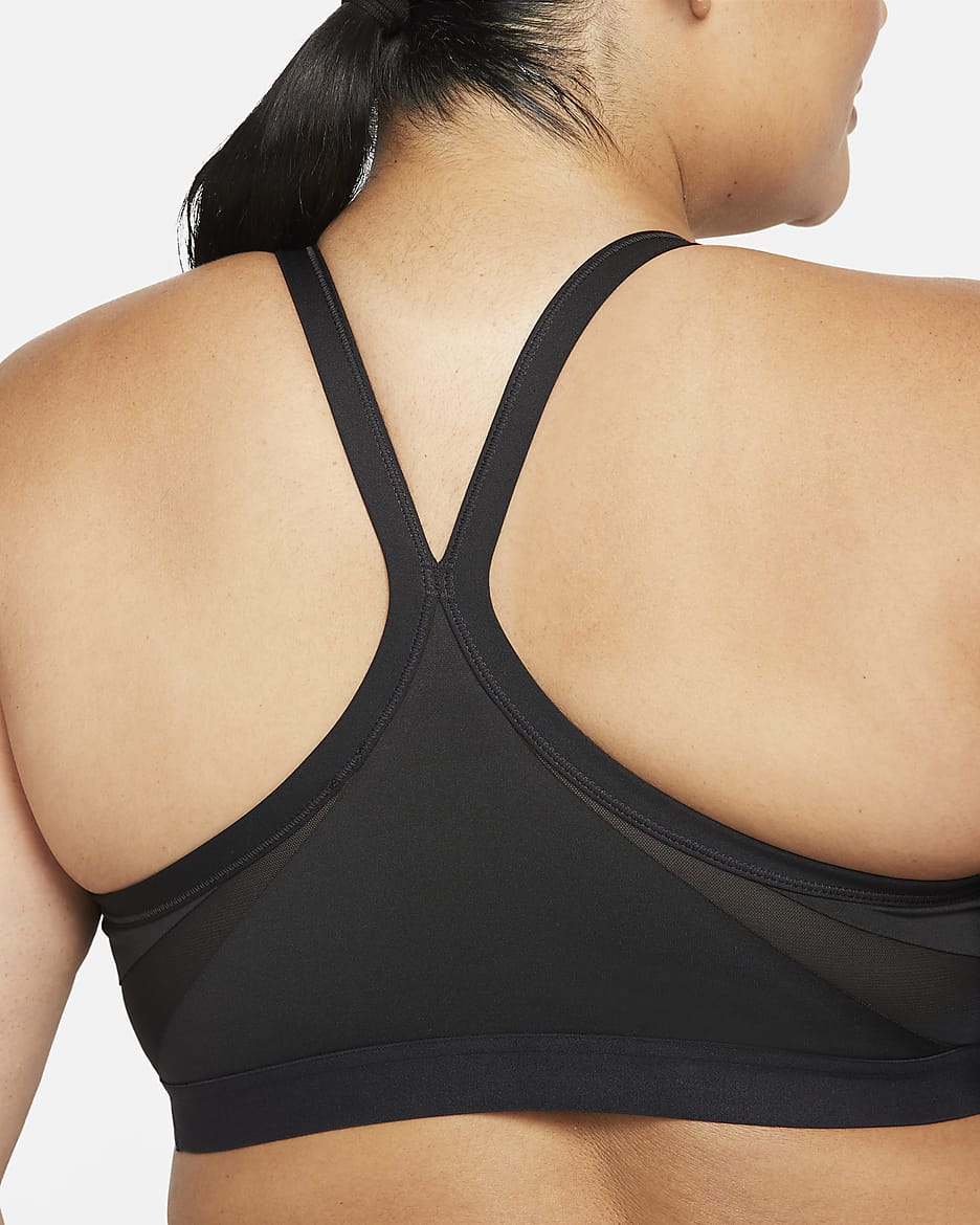 Bra deportivo con cuello en V acolchado de baja sujeción para mujer Nike Indy (talla grande) - Negro/Negro/Negro/Blanco