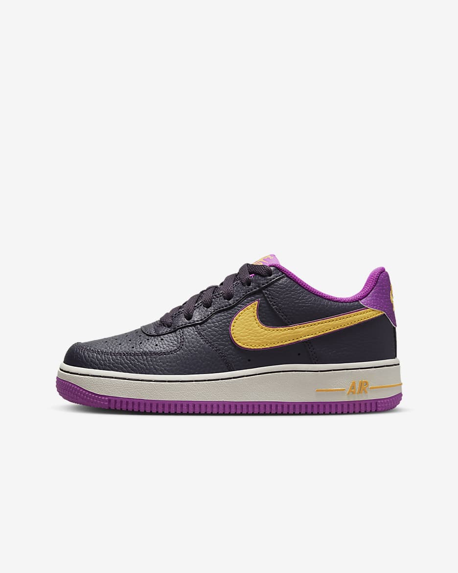 yellow and purple air force ones