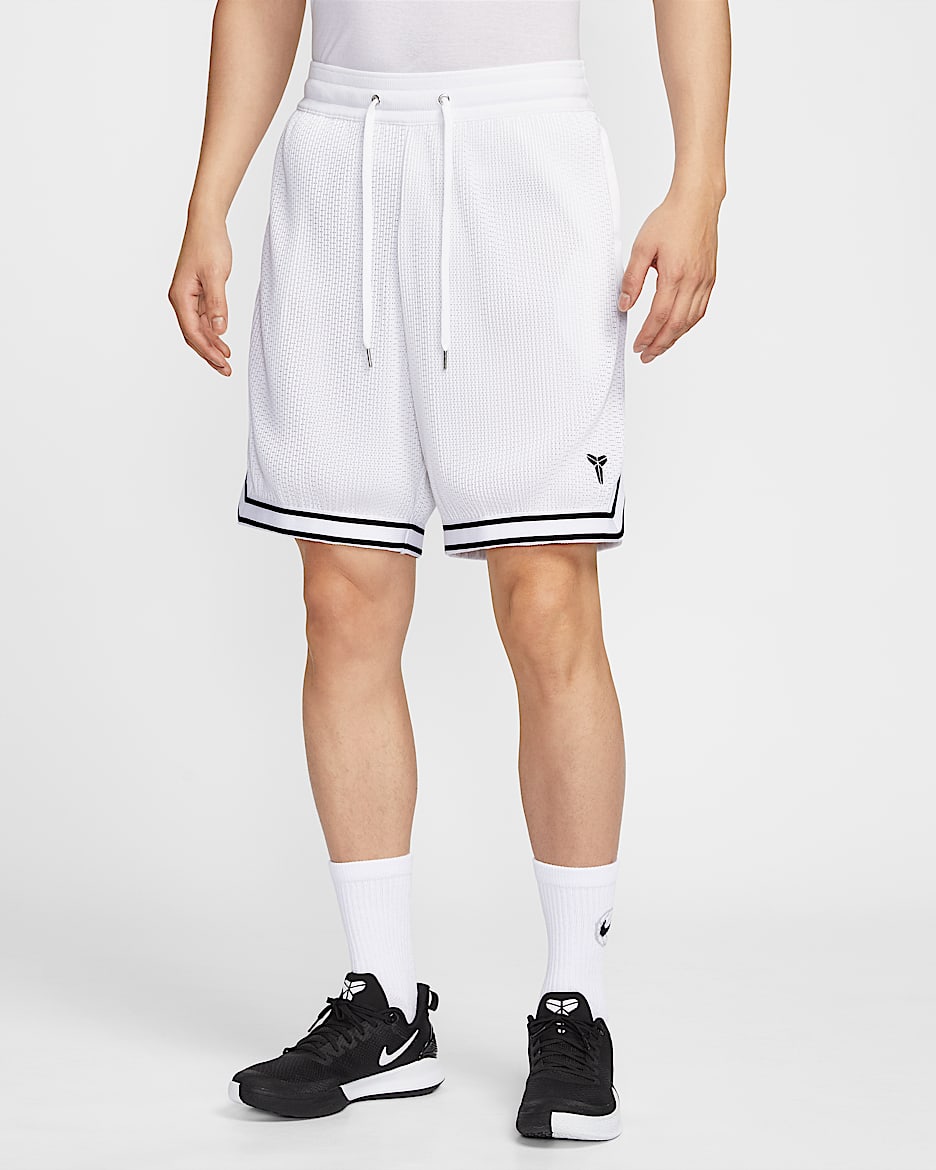 กางเกงบาสเก็ตบอลขาสั้นมีจีบผู้ชาย Kobe - ขาว/ดำ