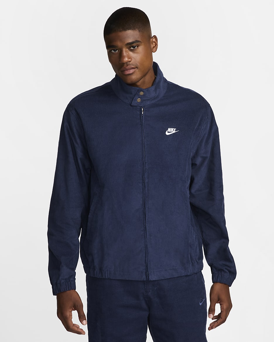 Nike Sportswear Club Men's Corduroy Harrington Jacket - Midnight Navy/White