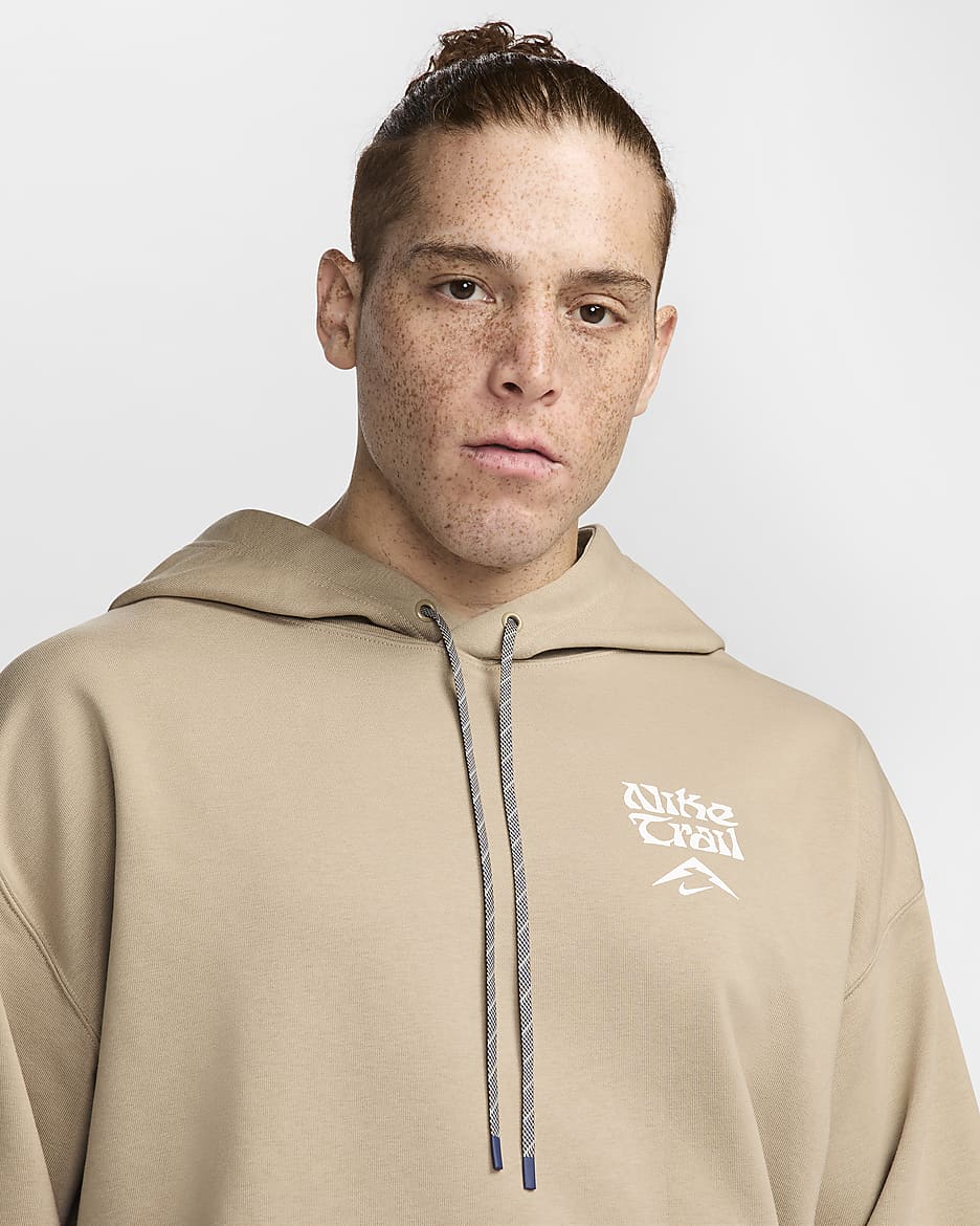 Sweat à capuche de running en tissu Fleece Dri-FIT Nike Trail pour homme - Khaki/Summit White