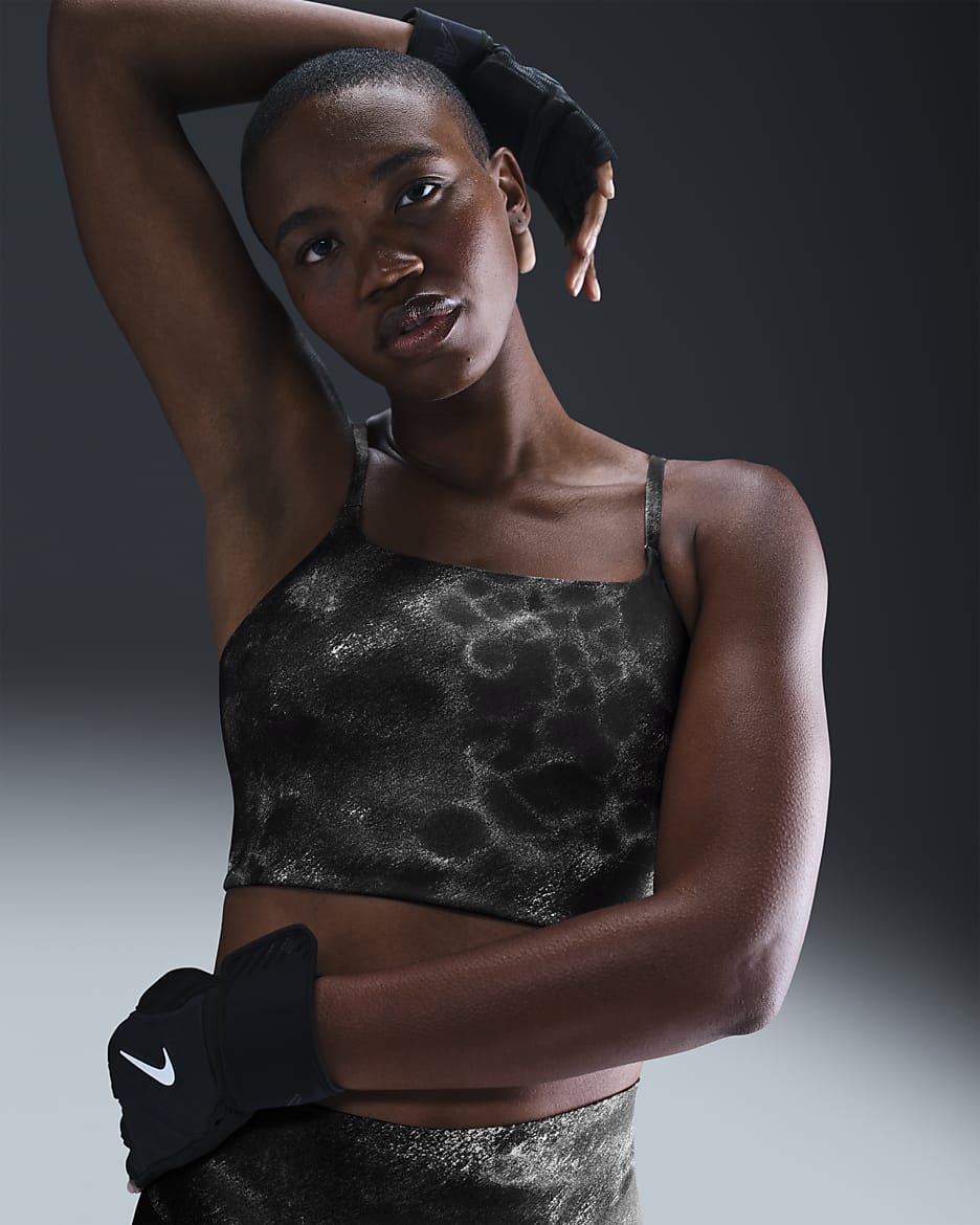Nike One Convertible Women's Light-Support Lightly Lined Longline Printed Sports Bra - Black/Black