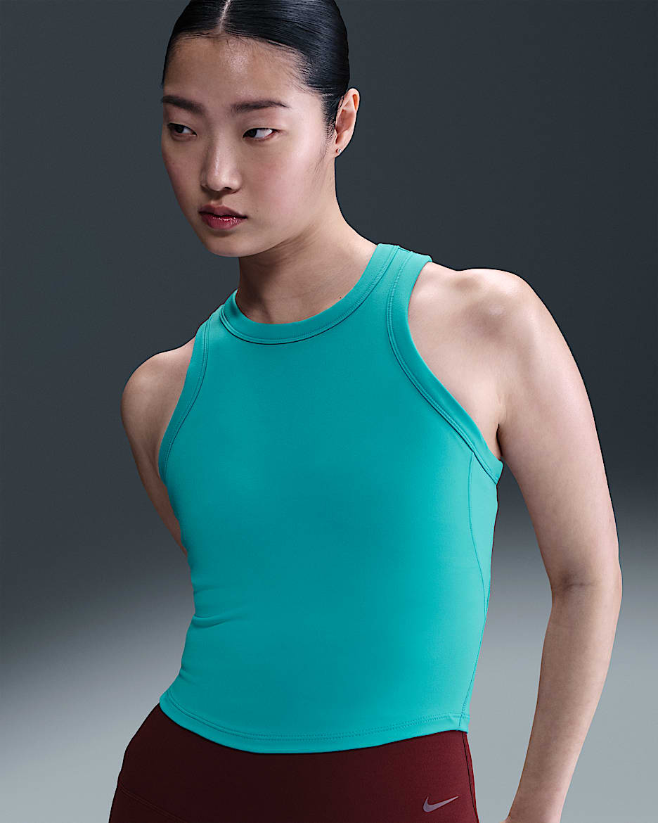 Nike One Fitted Dri-FIT Kadın Crop Atleti - Dusty Cactus/Siyah