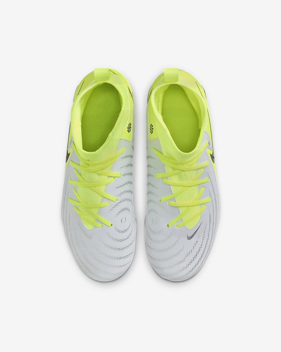 Nike Jr. Phantom Luna 2 Academy MG stoplis futballcipő gyerekeknek/nagyobb gyerekeknek - Metallic Silver/Volt/Fekete