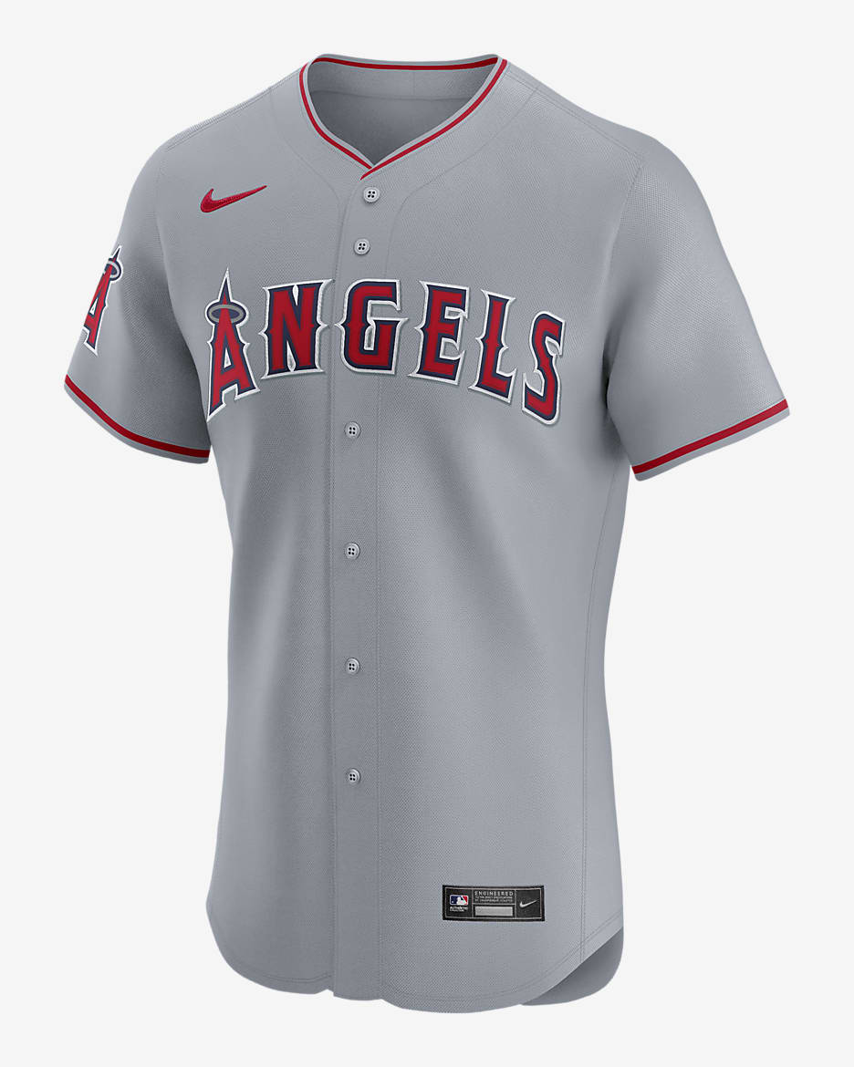 Jersey Nike Dri-FIT ADV de la MLB Elite para hombre Los Angeles Angels - Gris