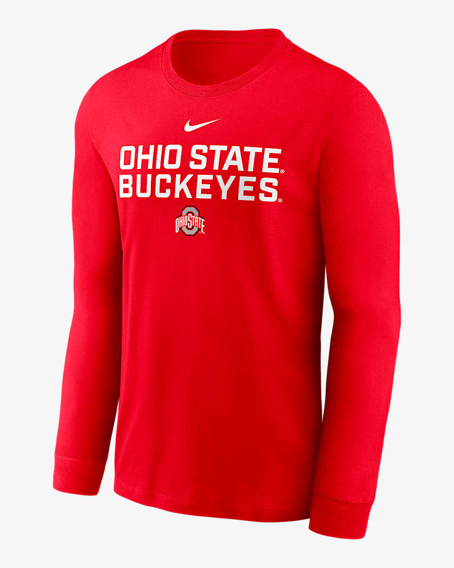 Playera de manga larga universitaria Nike Dri-FIT para hombre Ohio State Sideline - Rojo