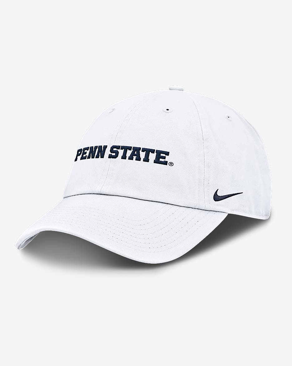 Gorra universitaria Nike ajustable para hombre Penn State Nittany Lions Core Club Mascot Wordmark - Blanco