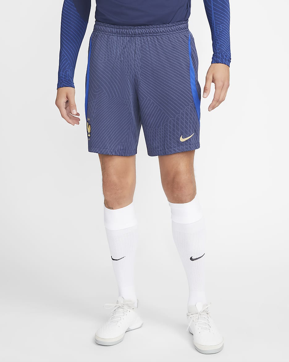 FFF Strike Men's Nike Dri-FIT Knit Football Shorts - Midnight Navy/Game Royal/Metallic Gold
