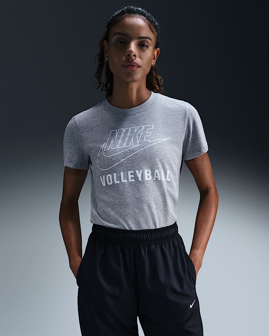 Playera de vóleibol para mujer Nike Swoosh - Gris oscuro jaspeado