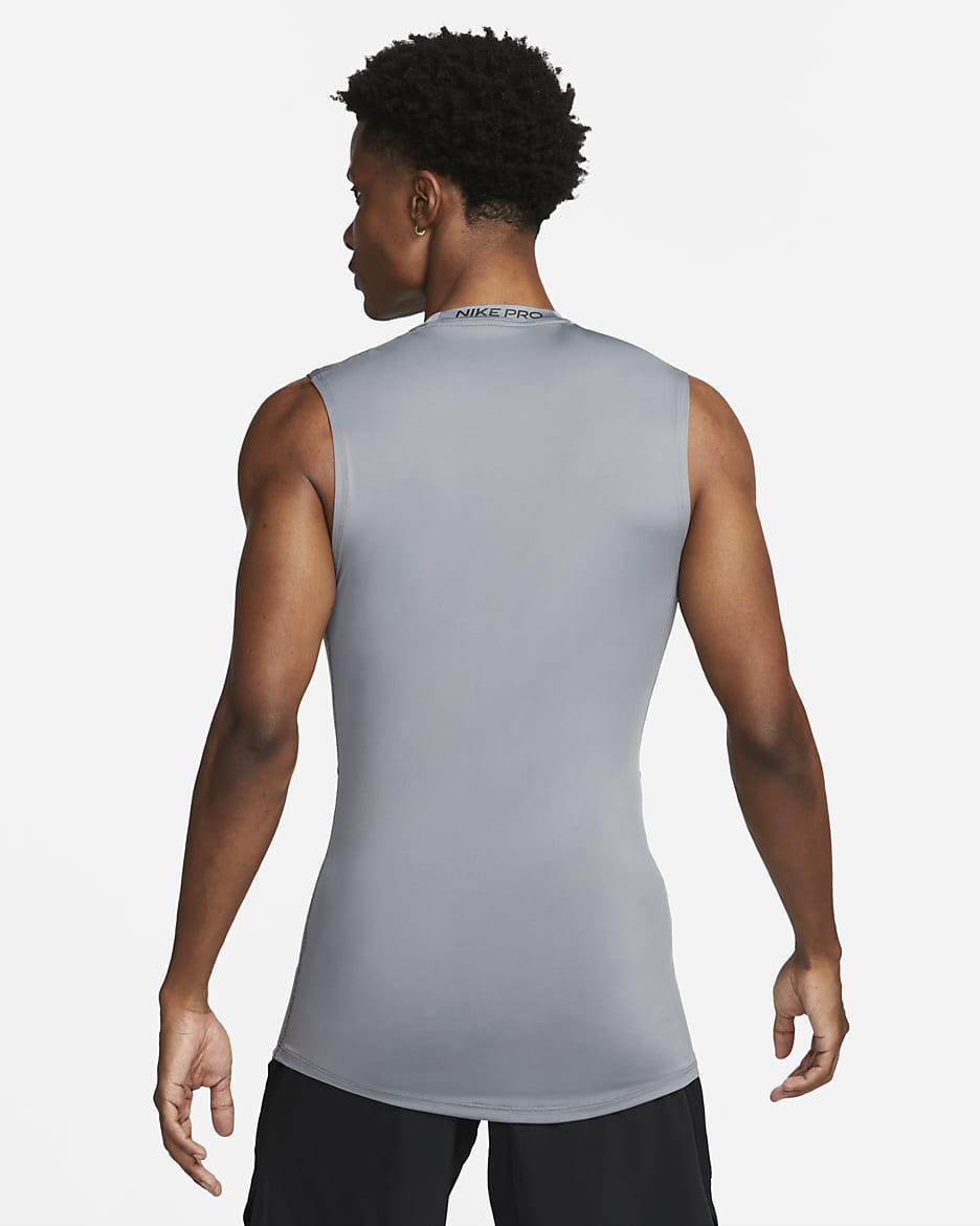 Nike Pro Dri-FIT strakke, mouwloze fitnesstop voor heren - Smoke Grey/Zwart