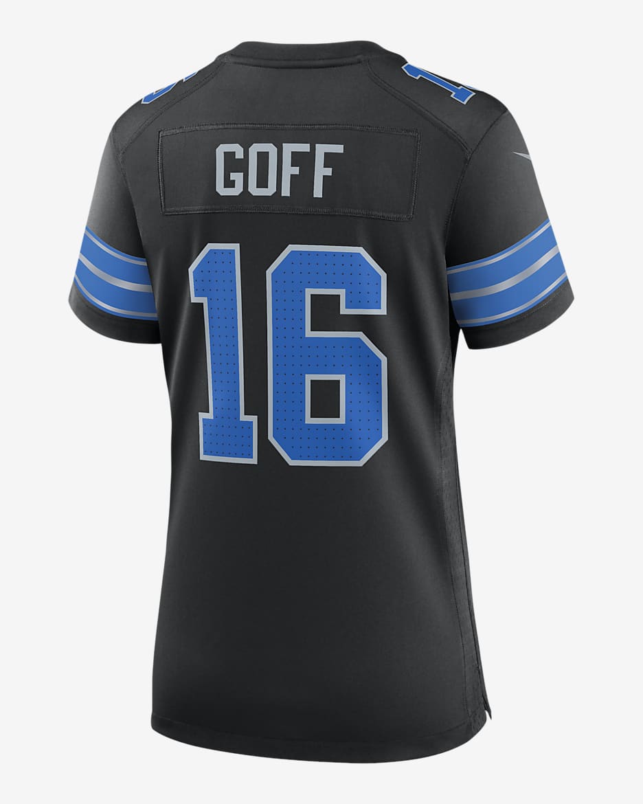 Jersey de fútbol americano Nike de la NFL Game para mujer Jared Goff Detroit Lions - Negro