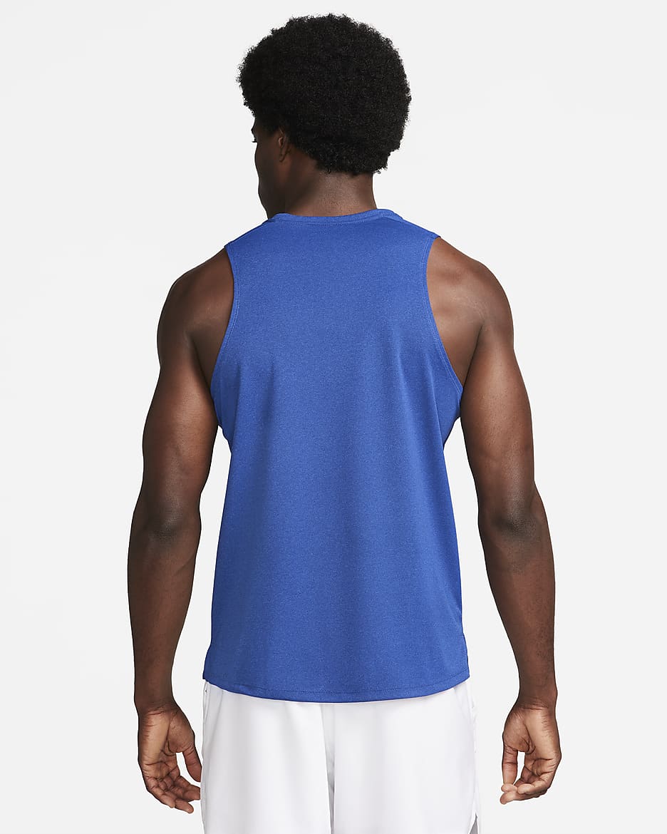 Nike Miler hardlooptanktop met Dri-FIT voor heren - Game Royal/Midnight Navy/Heather