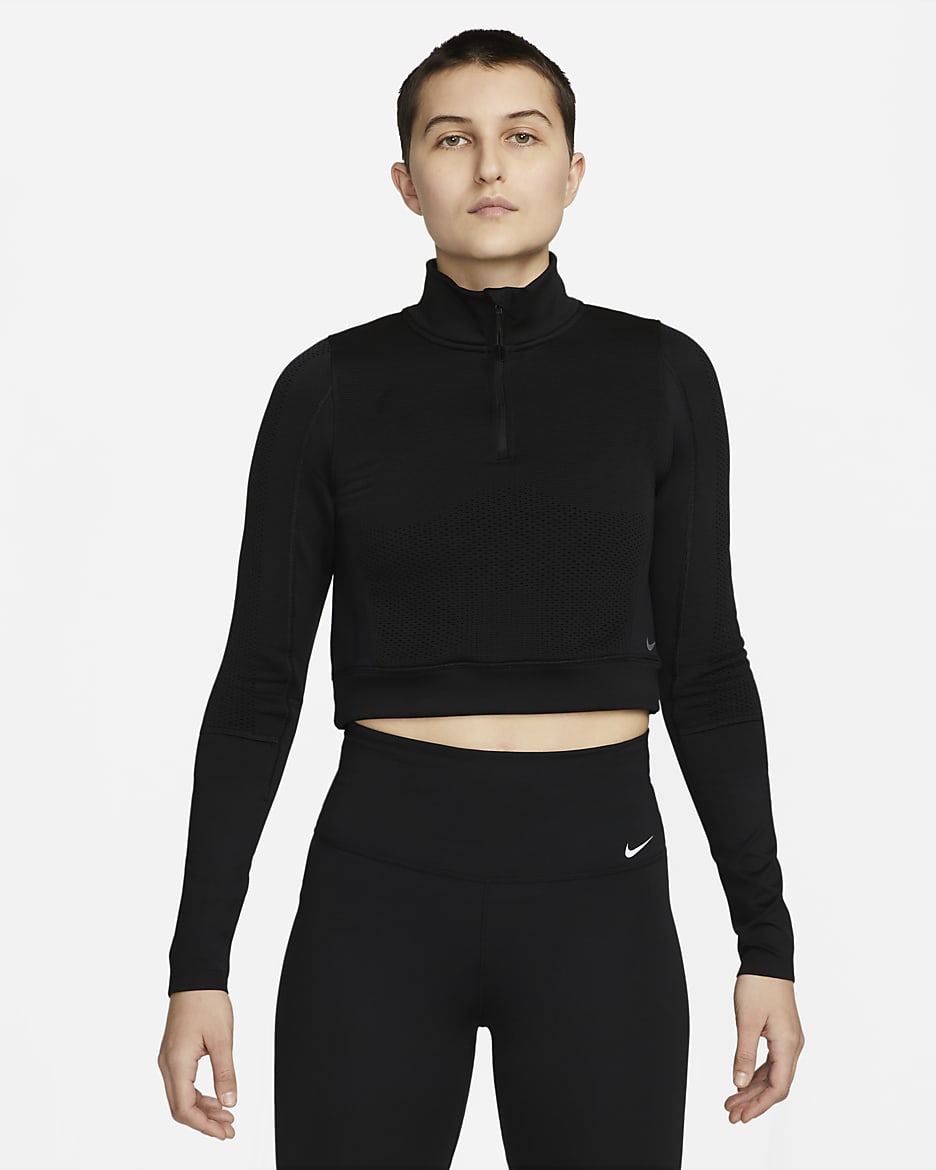 Haut à 1/4 de zip Nike Therma-FIT ADV City Ready pour femme - Noir/Noir/Clear