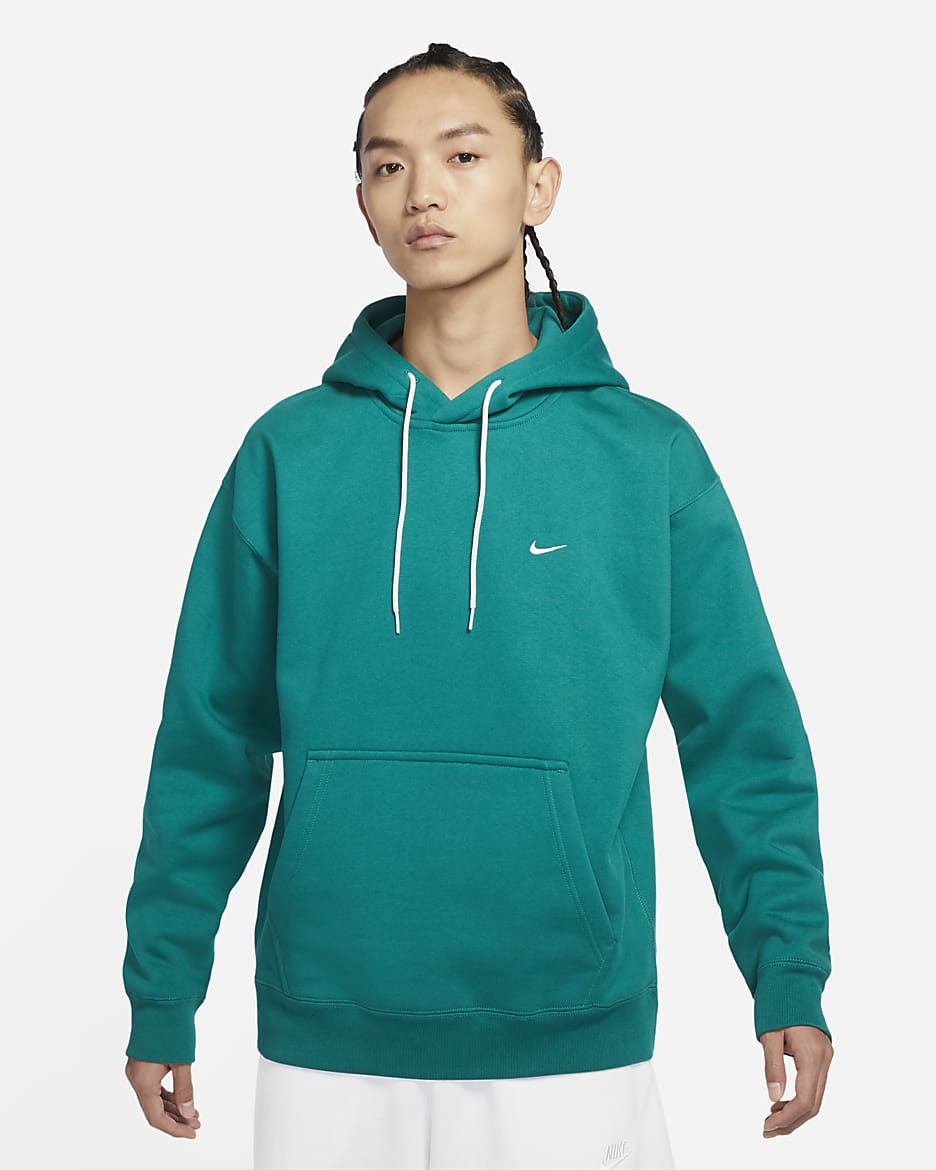 Nike Solo Swoosh Men's Fleece Hoodie - Mystic Green/White