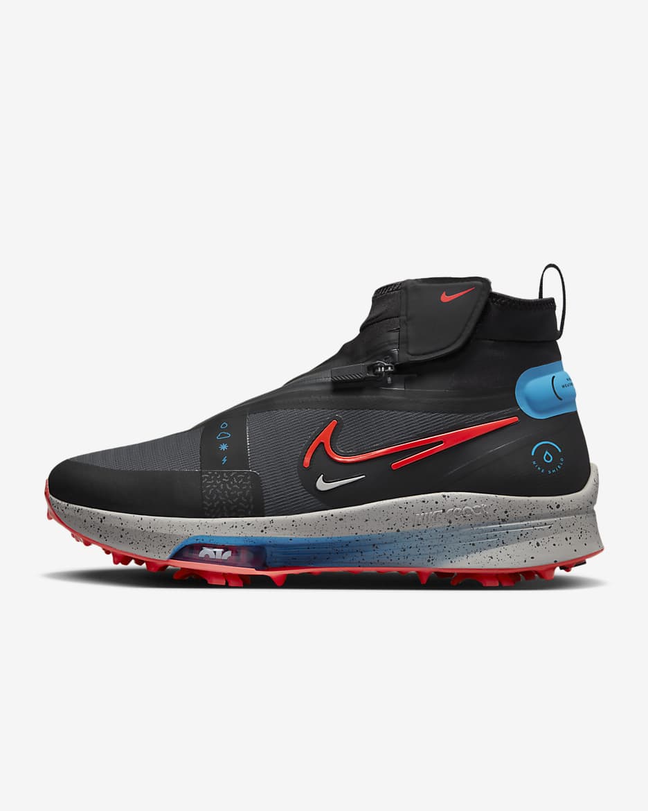 Calzado de golf (ancho) acondicionado para el clima para hombre Nike Air Zoom Infinity Tour 2 Shield - Antracita/Negro/Adoquín/Carmesí brillante