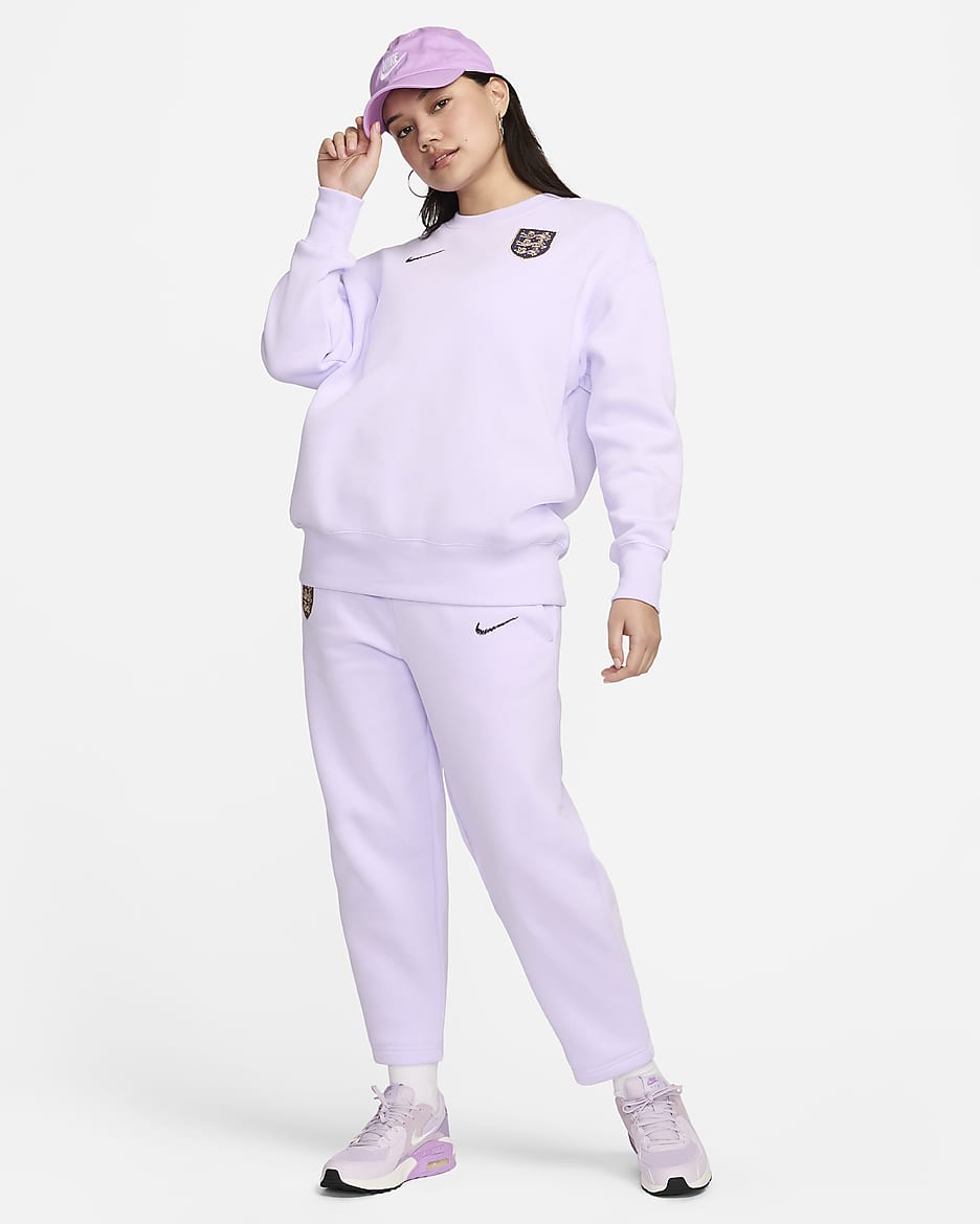 Felpa da calcio oversize a girocollo Nike Inghilterra Phoenix Fleece – Donna - Violet Mist/Dark Raisin