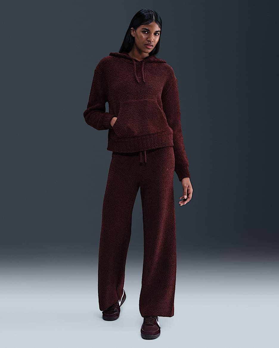 Nike Sportswear Phoenix Cozy Bouclé Women's Slim Knit Pants - Burgundy Crush/Burgundy Crush