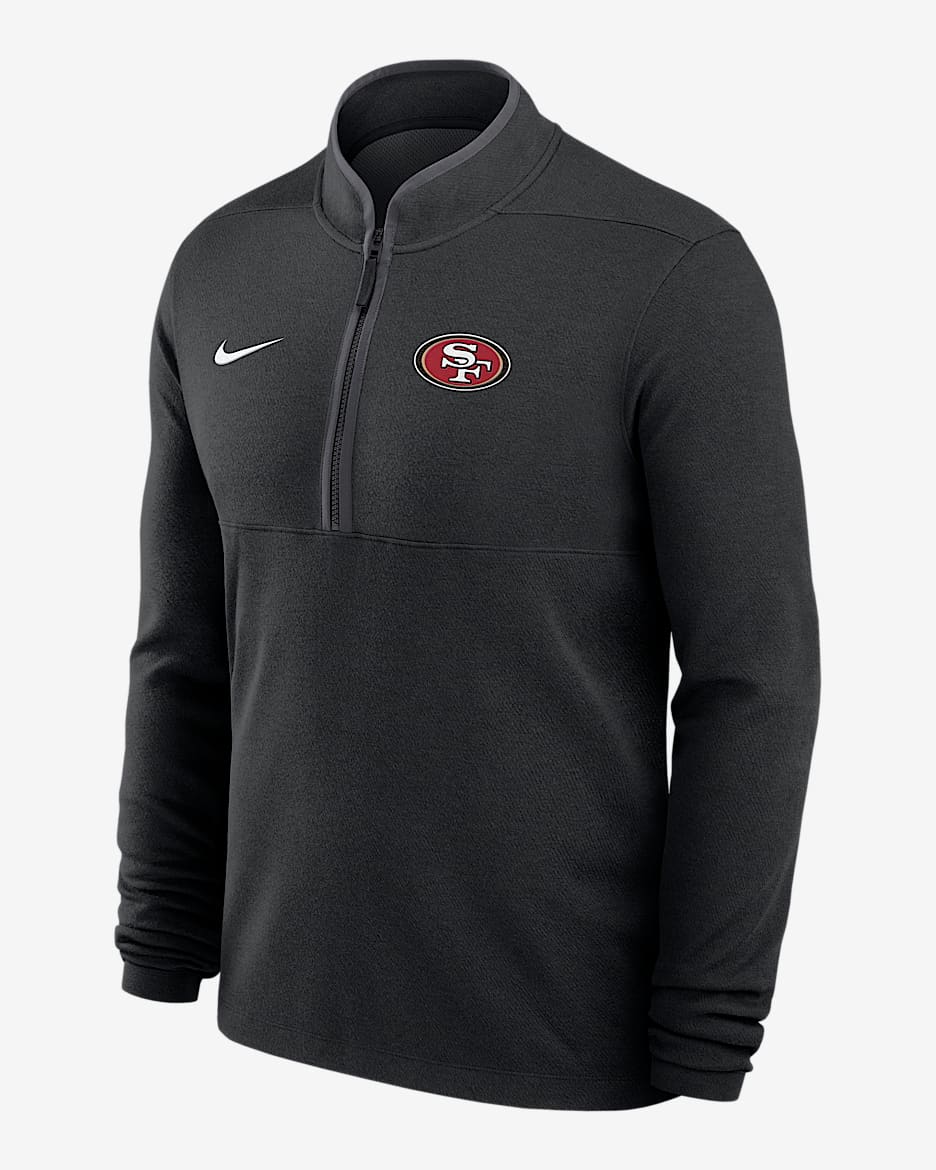 San Francisco 49ers Logo Victory Men's Nike Dri-FIT NFL 1/2-Zip Long-Sleeve Top - Black