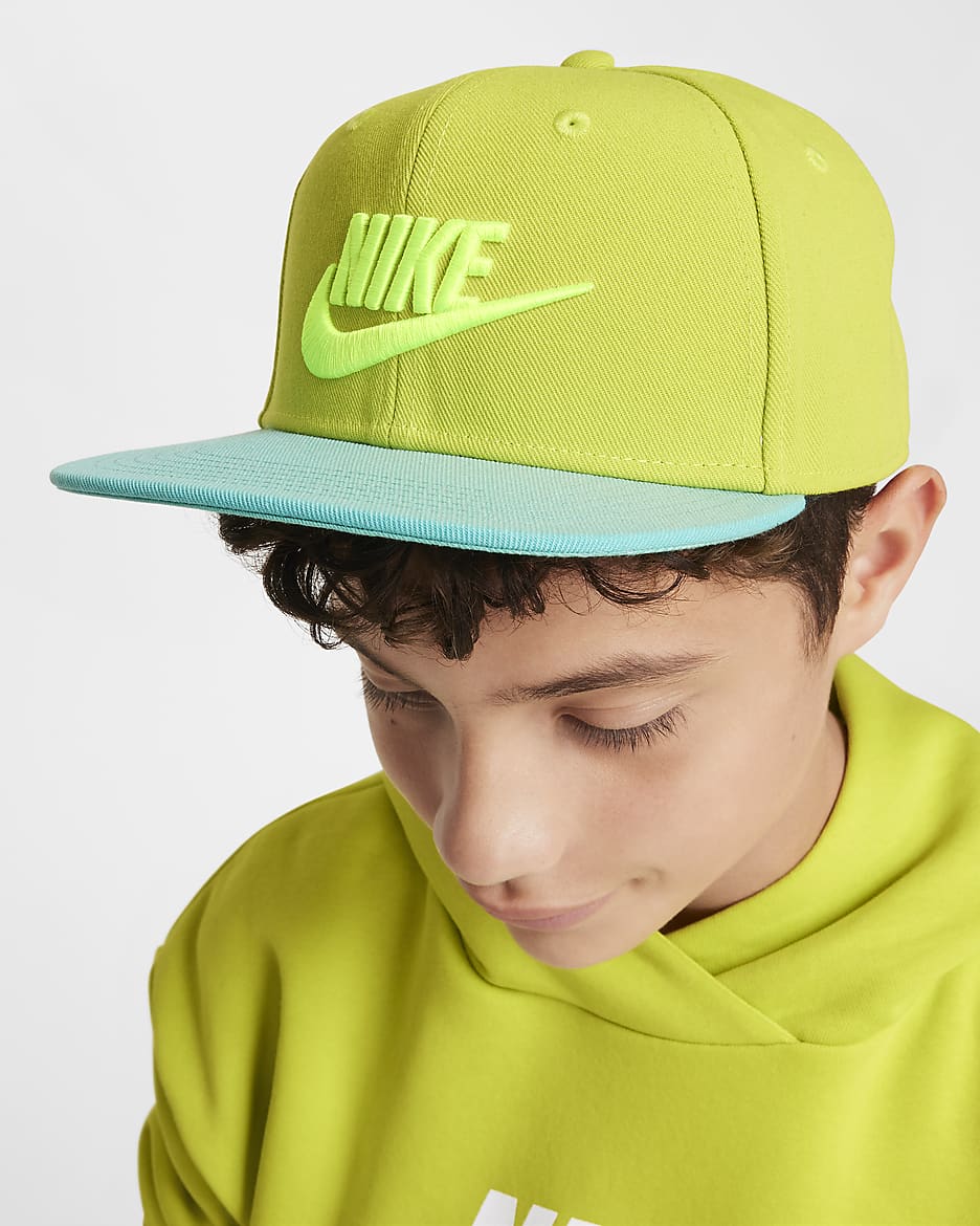 Gorra estructurada Futura para niños Nike Dri-FIT Pro - Cactus brillante/Escarcha verde/Volt