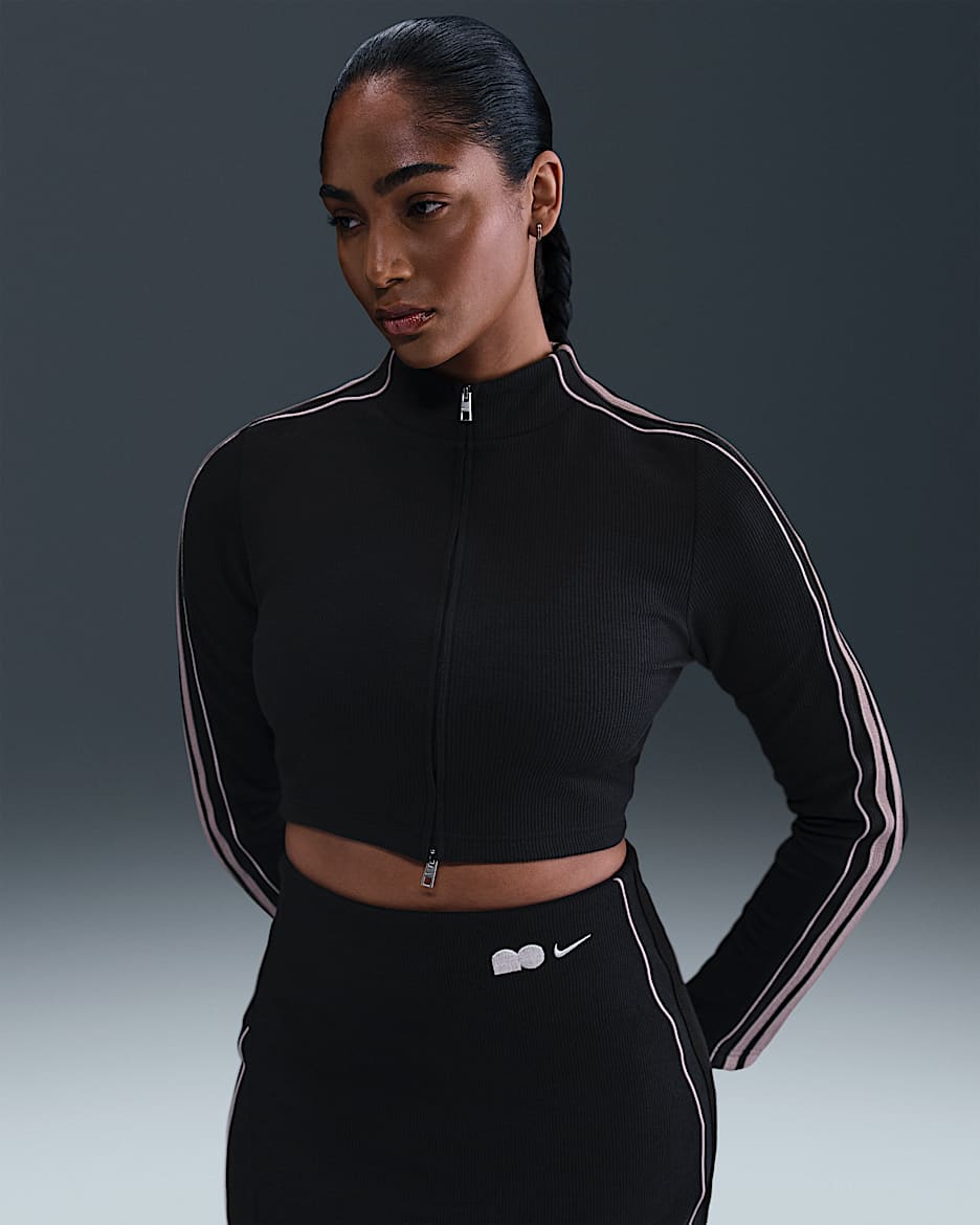 Naomi Osaka Women's Long-Sleeve Full-Zip Top - Black/Silt Red/Malt