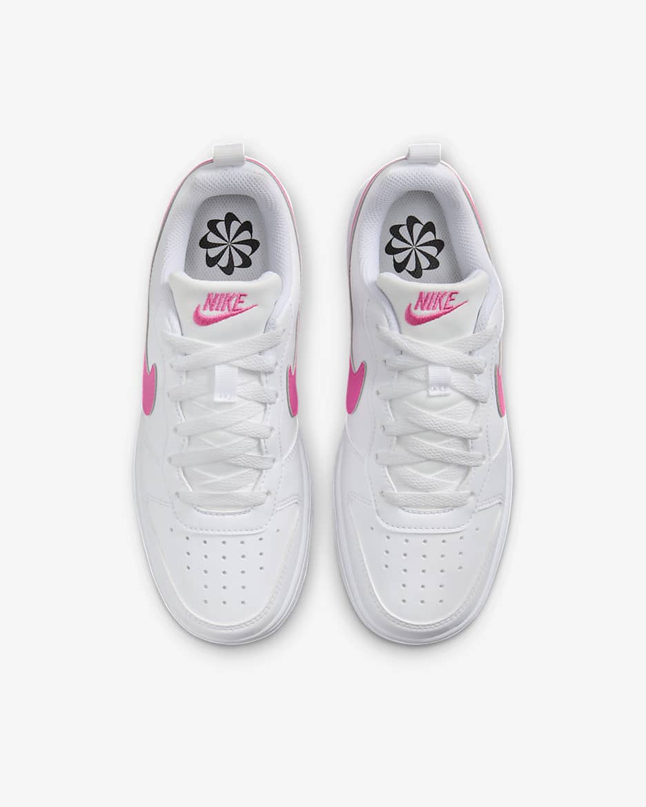 Nike Court Borough 低筒 Recraft 大童鞋款 - 白色/Laser Fuchsia