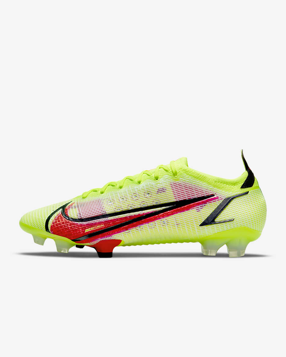 Chaussure de football à crampons pour terrain sec Nike Mercurial Vapor 14 Elite FG - Volt/Noir/Bright Crimson