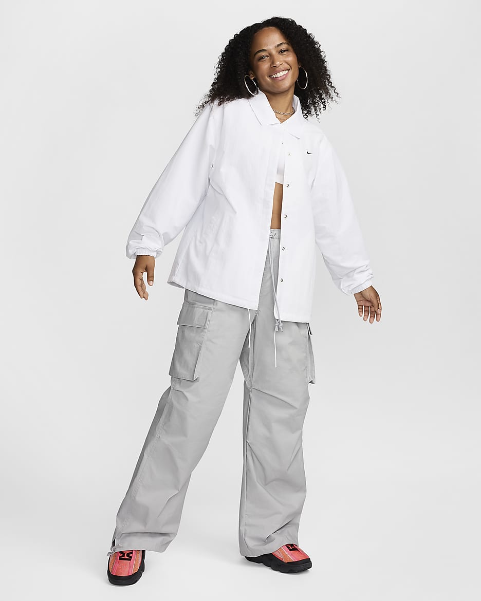 Nike Sportswear oversized cargobroek met halfhoge taille voor dames - Light Smoke Grey/Zwart