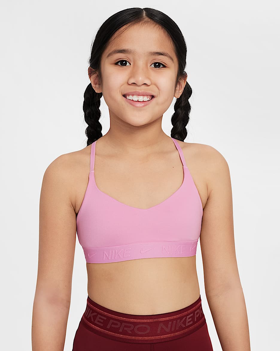 Bra deportivo para niña Nike Indy - Flamenco mágico/Flamenco mágico