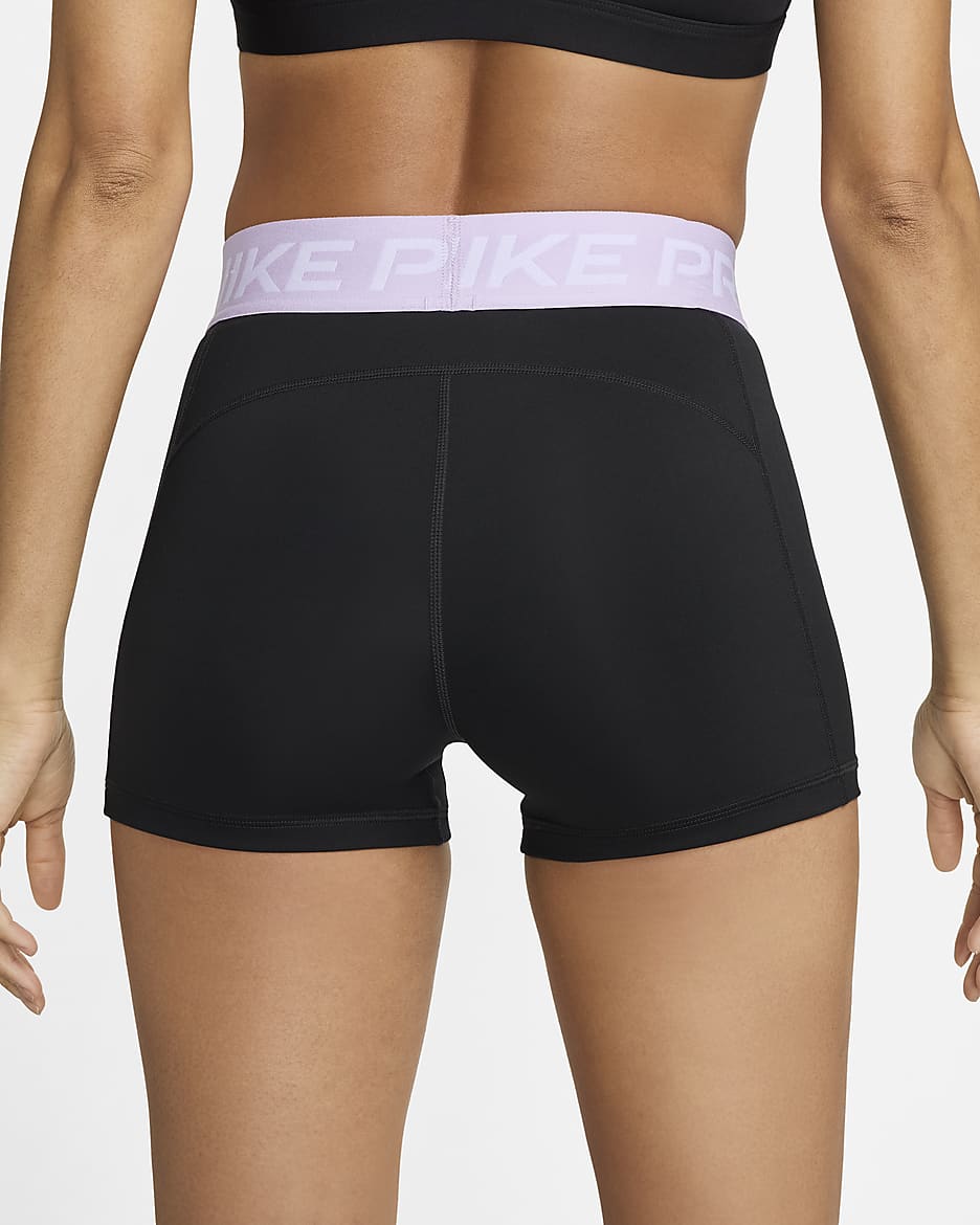 Nike Pro Women's 8cm (approx.) Shorts - Black/Lilac Bloom/White