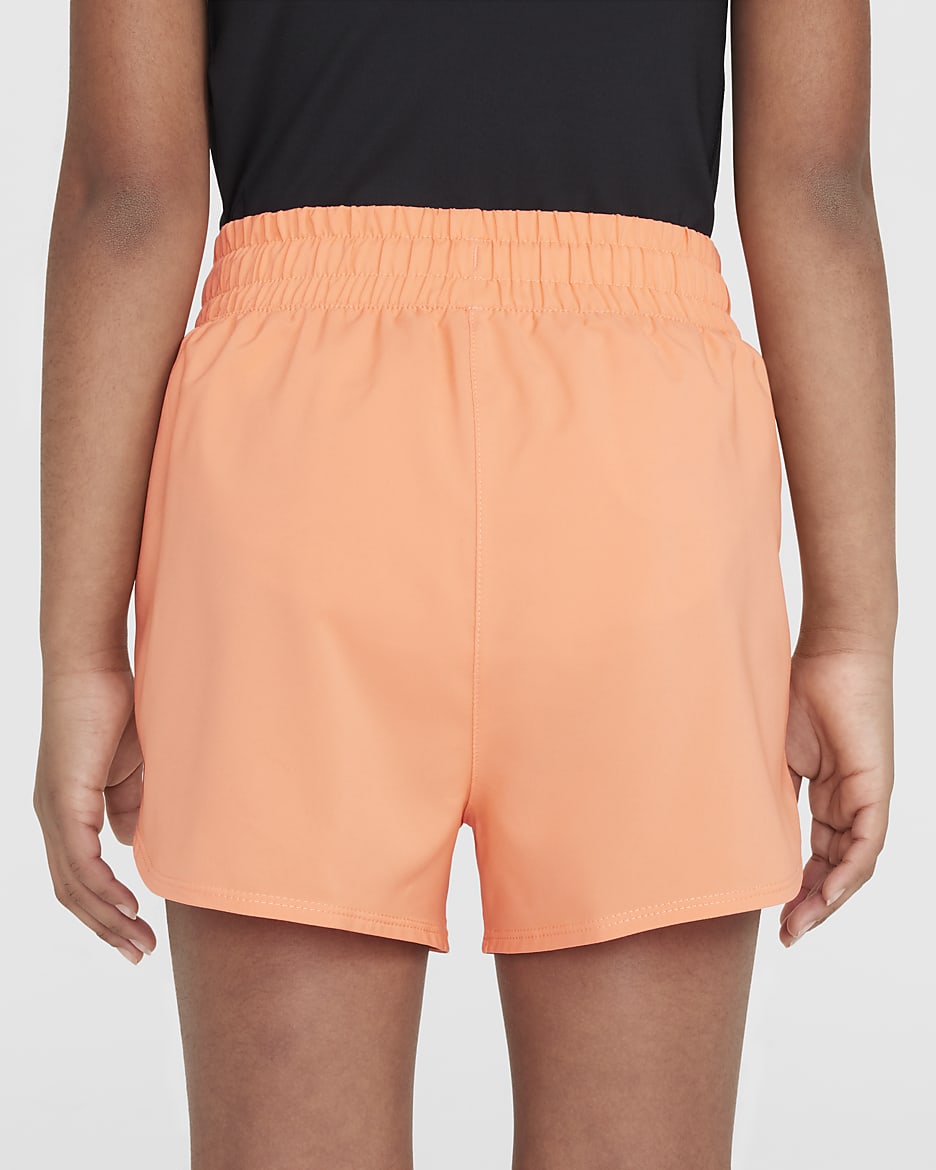 Nike One Older Kids' (Girls') Dri-FIT High-Waisted Woven Training Shorts - Light Wild Mango/White