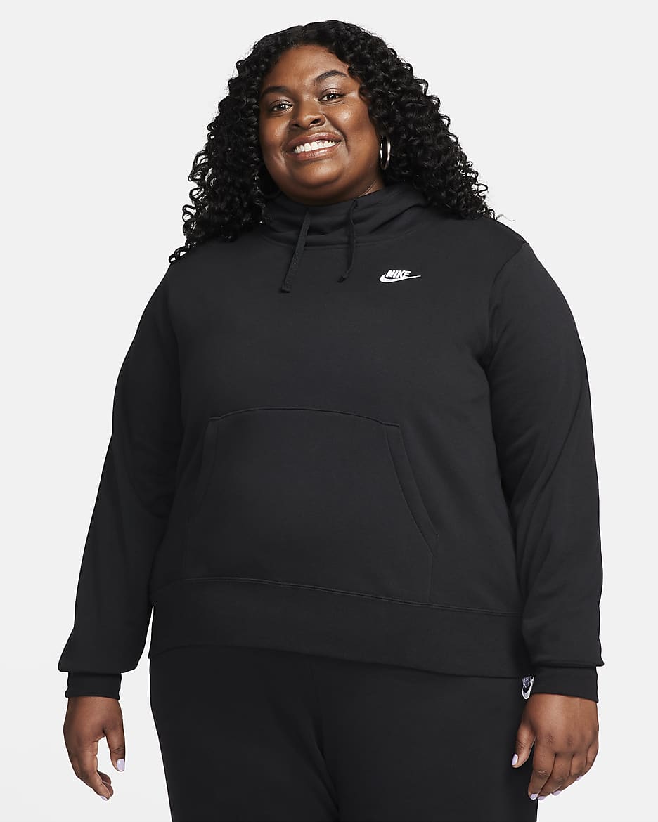 Nike Sportswear Club Fleece Women's Funnel-Neck Hoodie (Plus Size) - Black/White