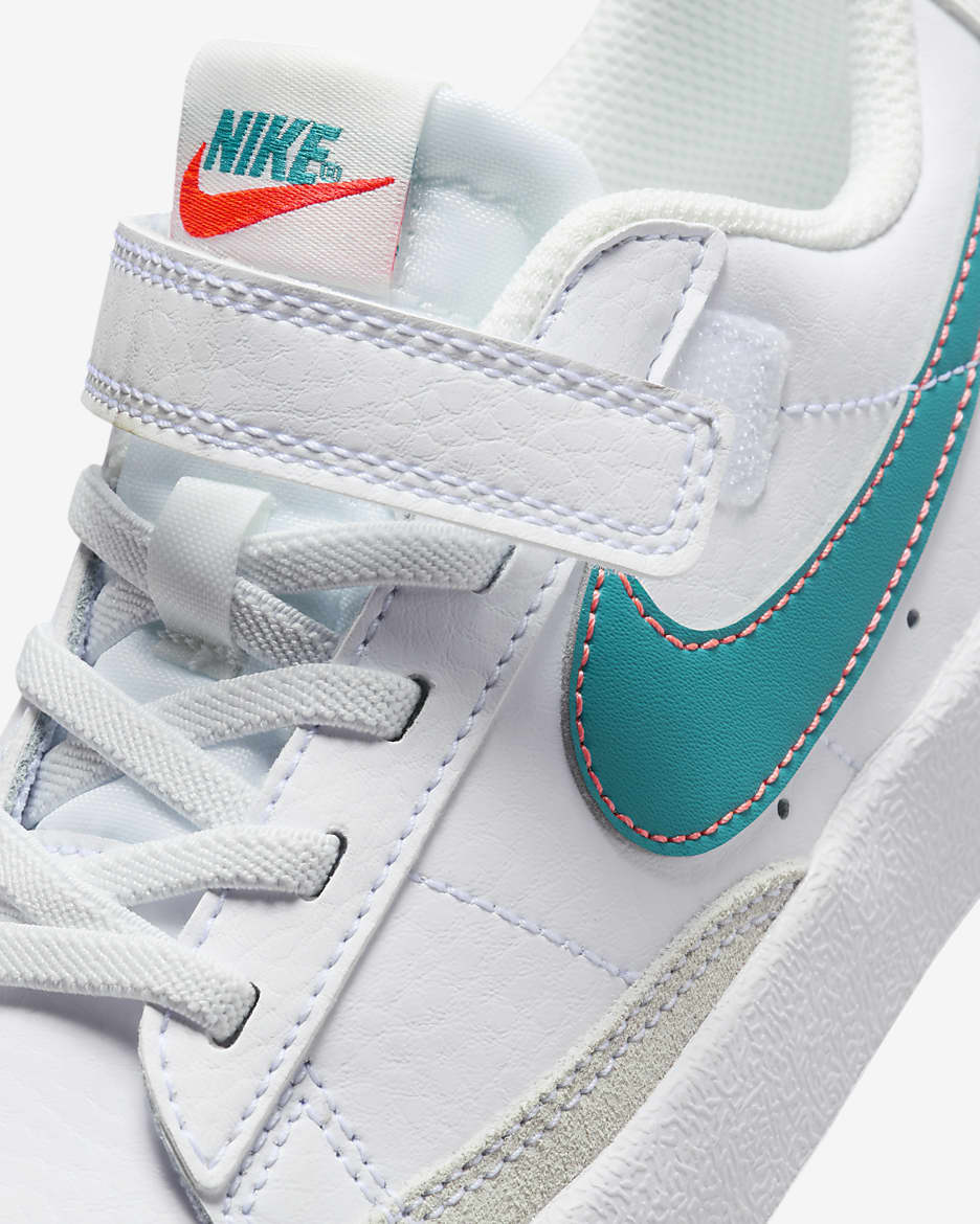 Tenis para niños de preescolar Nike Blazer Low '77 - Blanco/Blanco/Blanco cumbre/Aguamarina