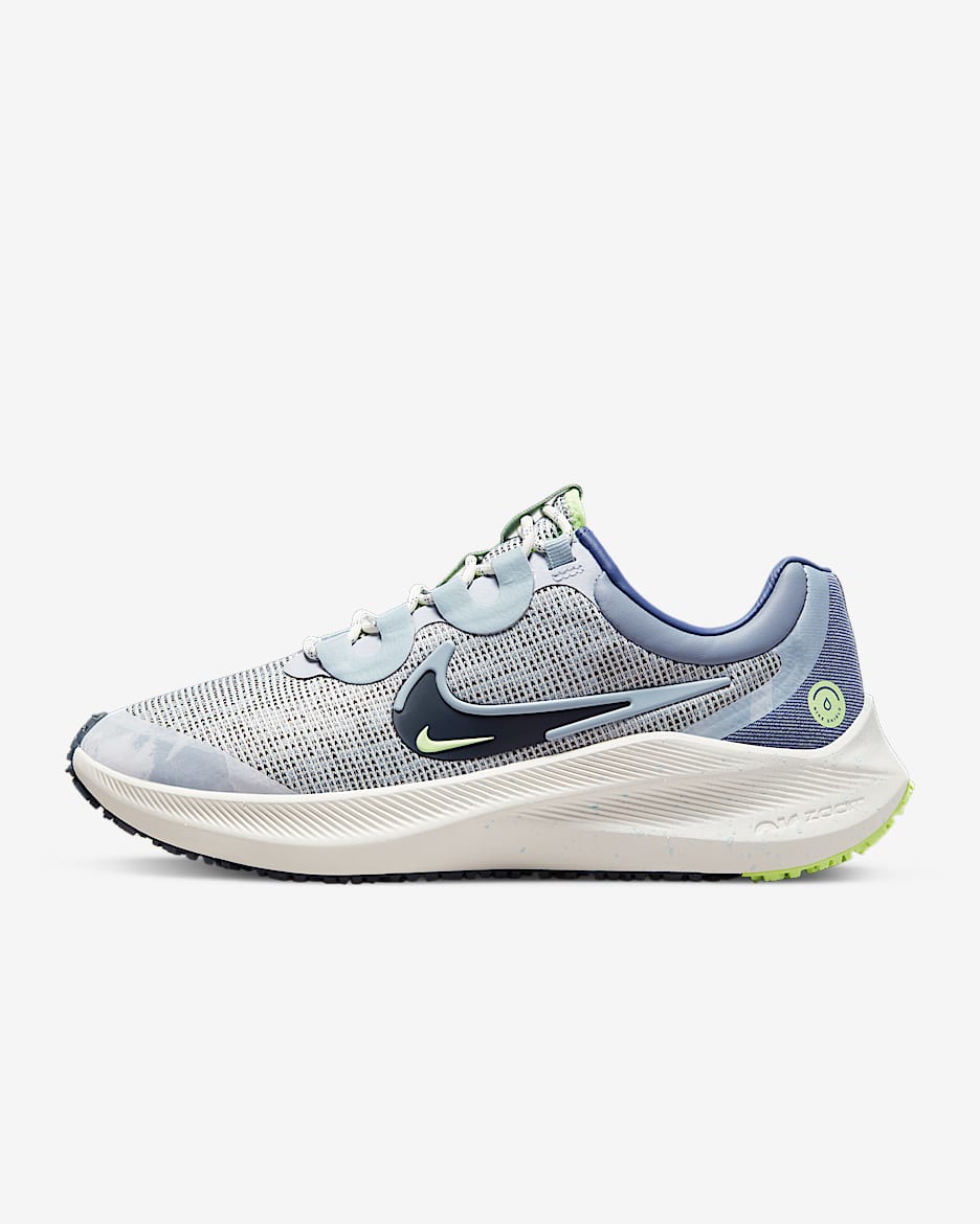 Nike Zoom Winflo 8 Shield Women's Weatherized Road Running Shoes - Summit White/Light Armory Blue/Lime Glow/Thunder Blue