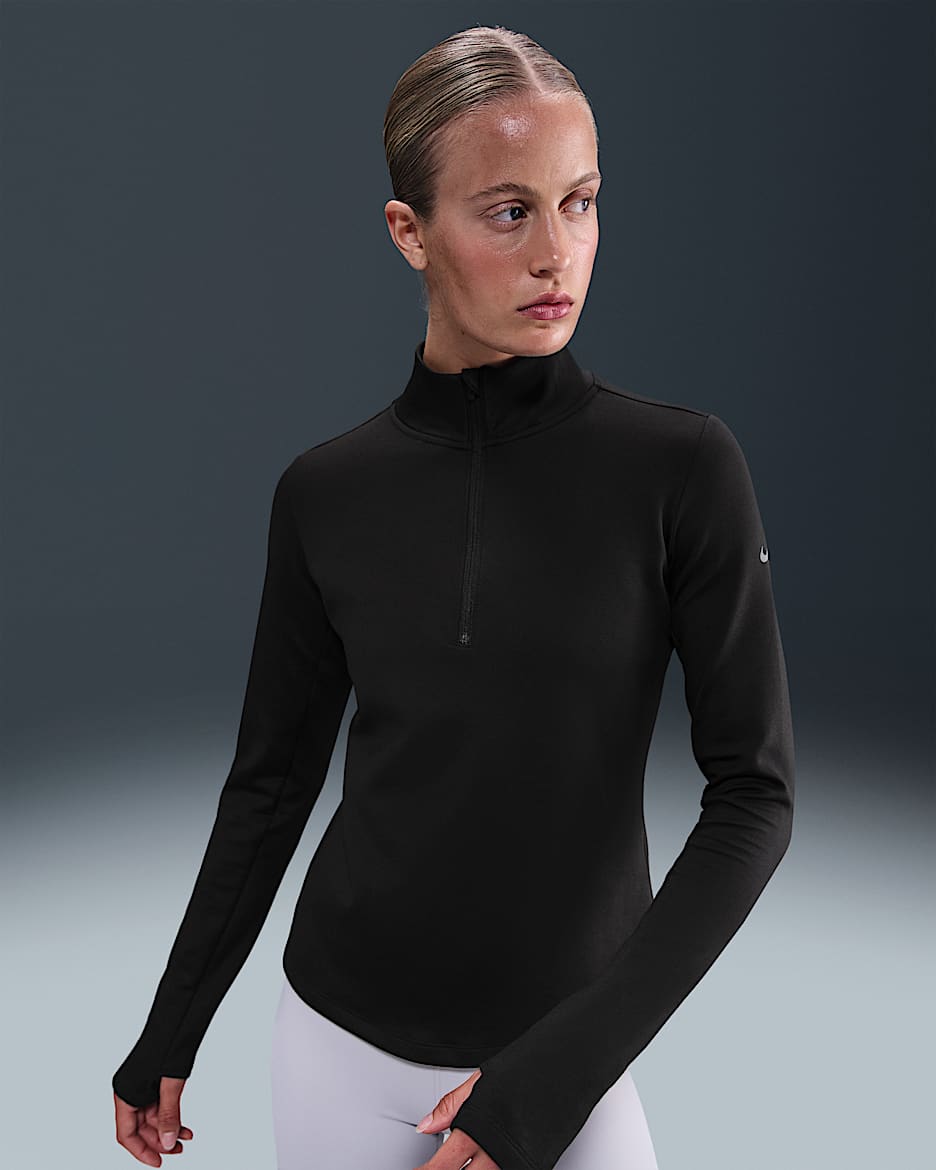 Nike One Women's Therma-FIT 1/2-Zip Mid Layer - Black/White