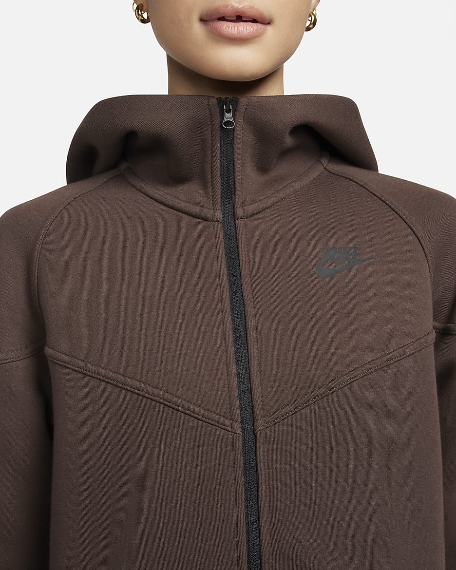 Sweat à capuche et zip Nike Sportswear Tech Fleece Windrunner pour femme - Baroque Brown/Noir