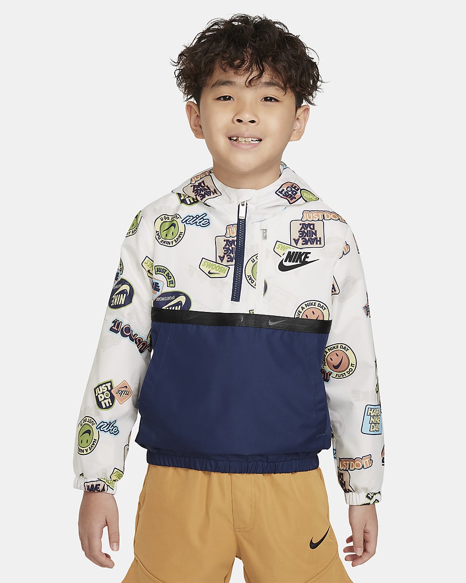 Nike Half-Zip Print Blocked Anorak Little Kids' Jacket - Sail