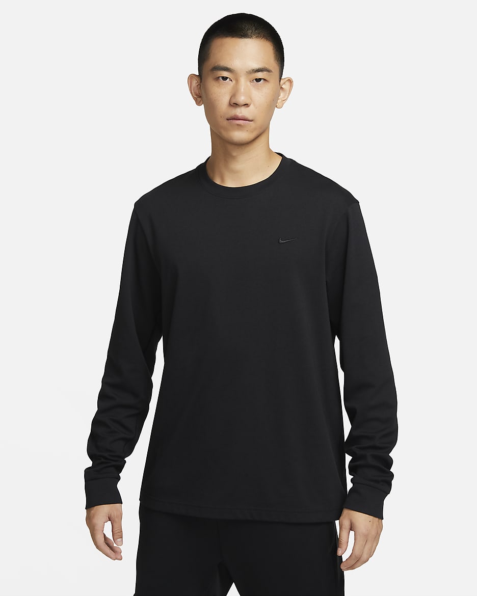 Nike Primary Men's Dri-FIT Long-Sleeve Versatile Top - Black/Black
