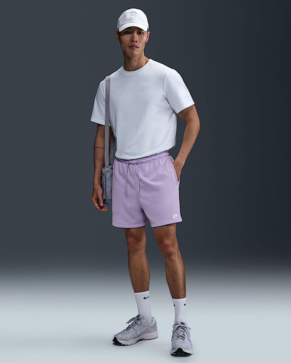 Shorts Nike Club i sweatshirttyg för män - Hydrangeas/Hydrangeas/Vit