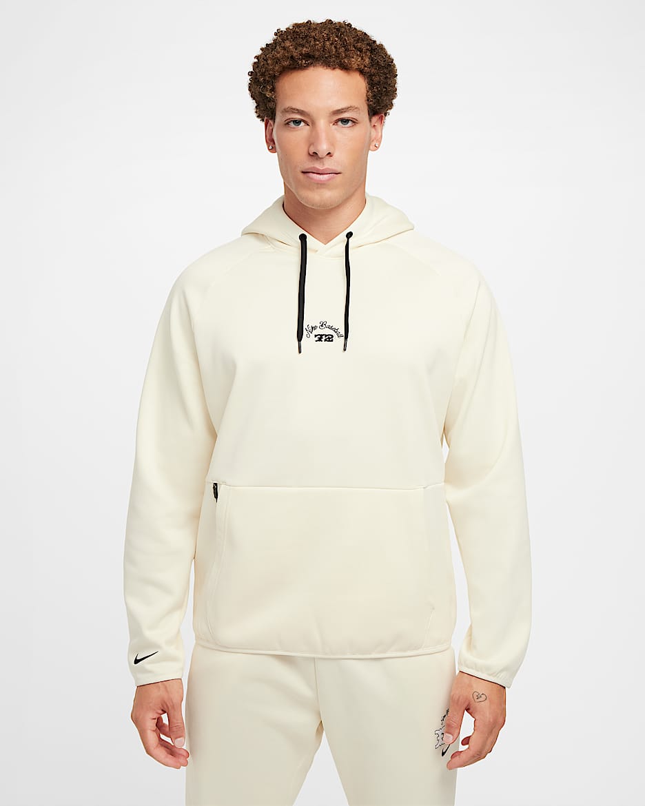 Sudadera con gorro de béisbol Therma-FIT para hombre Nike - Leche de coco/Negro/Negro