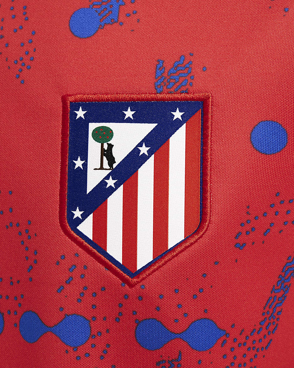 Atlético Madrid Academy Pro Nike Dri-FIT warming-upvoetbaltop met korte mouwen voor kids - Light Crimson/Hyper Royal/Wit