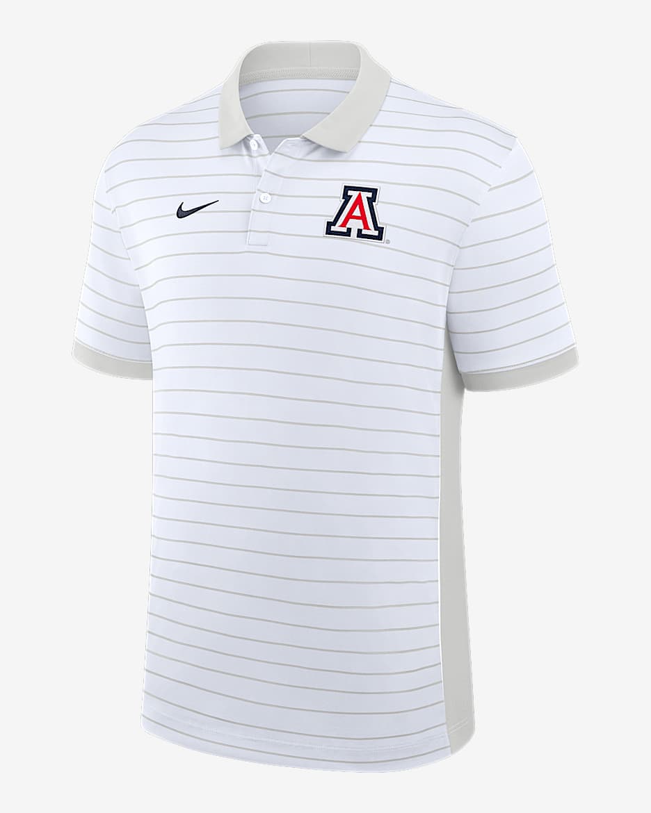 Arizona Sideline Victory Stripe Men's Nike Dri-FIT College Polo - White