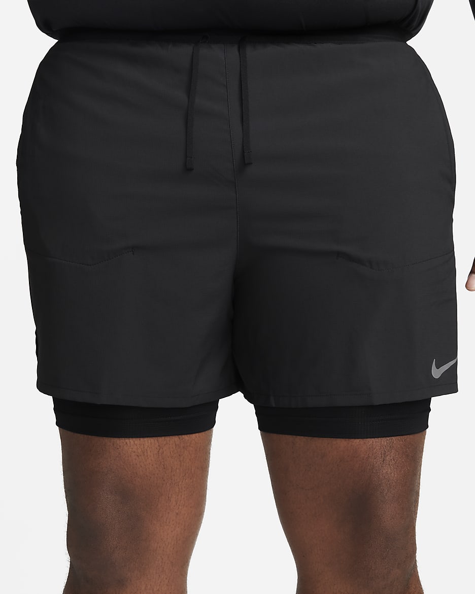 Löparshorts Nike Dri-FIT Stride Hybrid 13 cm för män - Svart/Svart/Svart