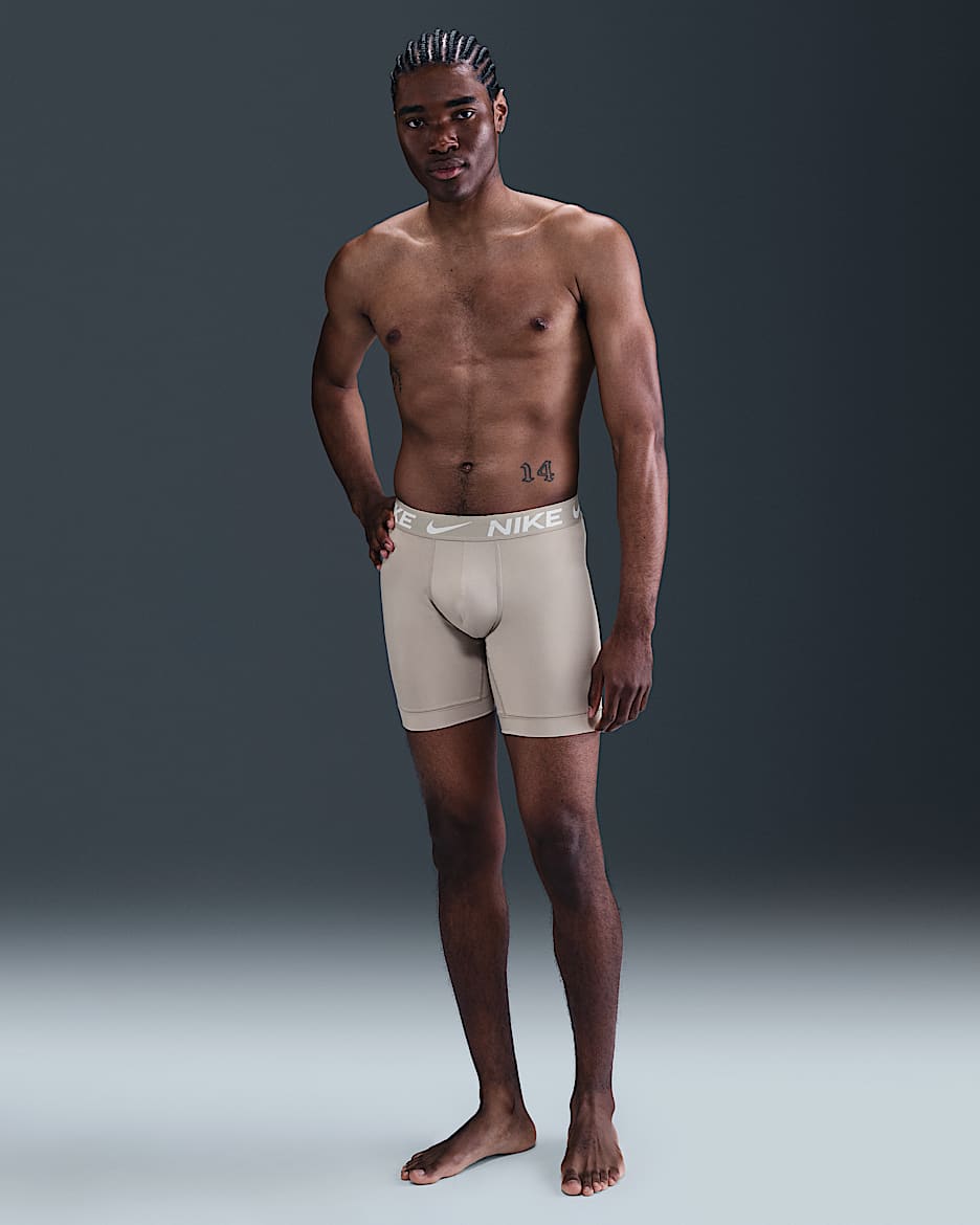 Nike Dri-FIT Essential Micro Long Boxer Briefs (3-Pack) - Ash