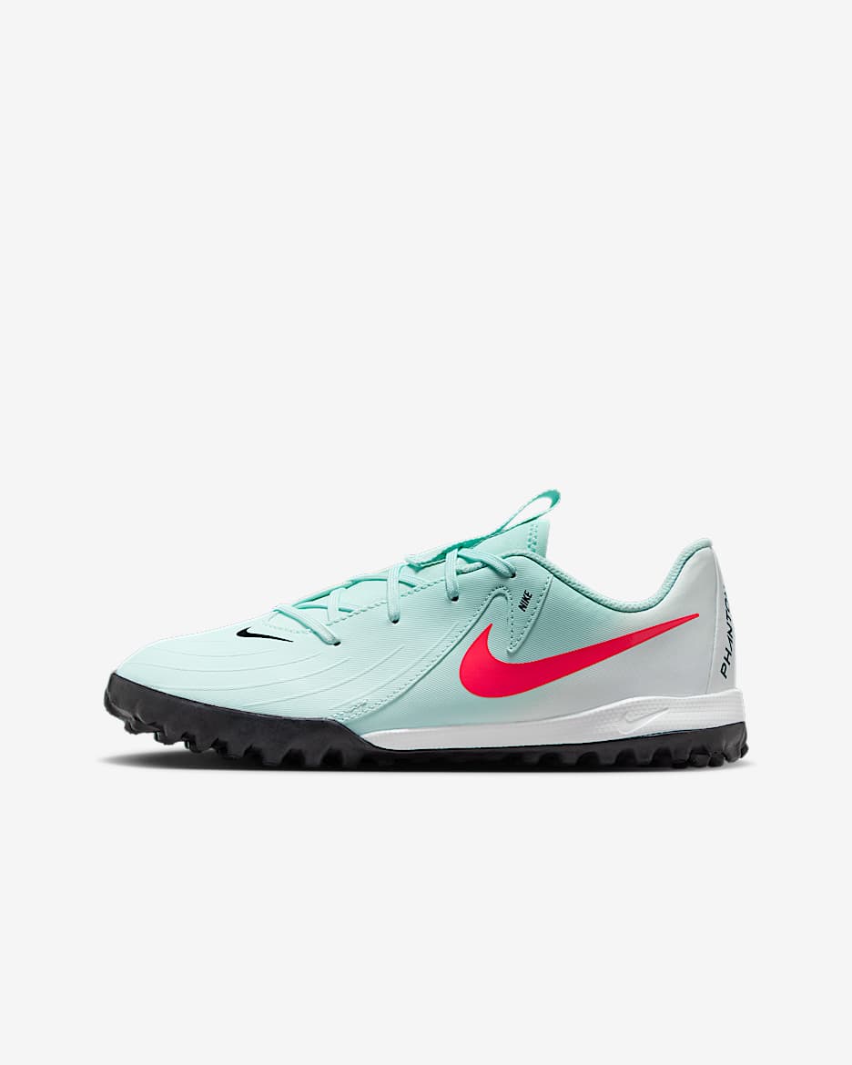 Nike Jr. Phantom GX 2 Academy Younger/Older Kids' TF Football Shoes - Mint/Off-Noir/Atomic Red