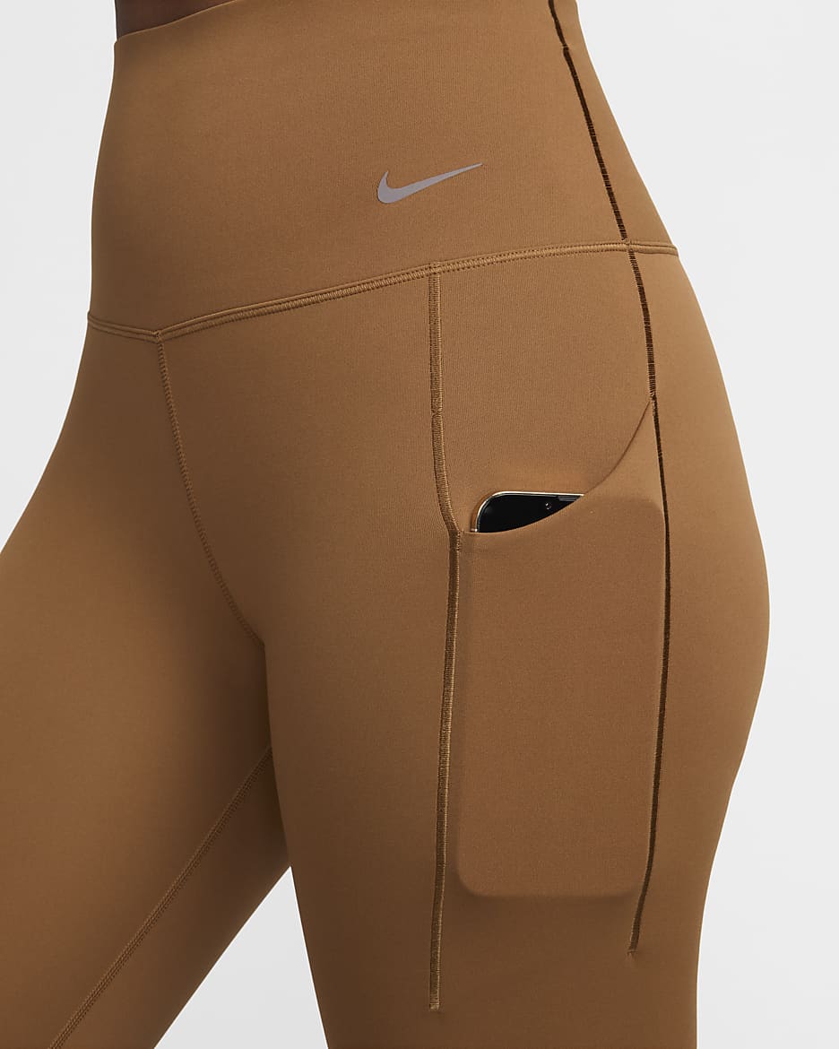 Nike Universa Women's Medium-Support High-Waisted 7/8 Leggings with Pockets - Light British Tan/Black