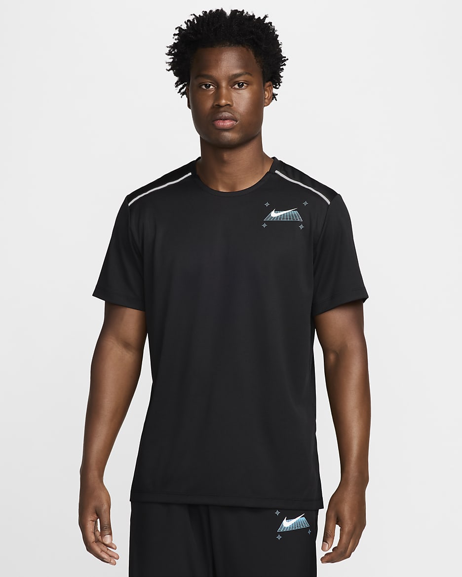 Nike Miler Men's Short-Sleeve Graphic Running Top - Black